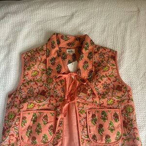 Boho Embroidered Vest in Coral by